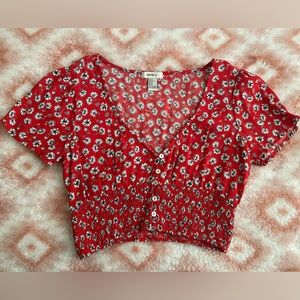 Red Floral Crop Top